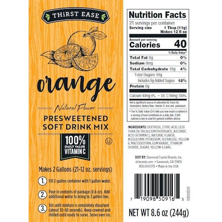 Drink Mix Orange 8.6 Oz., PK12